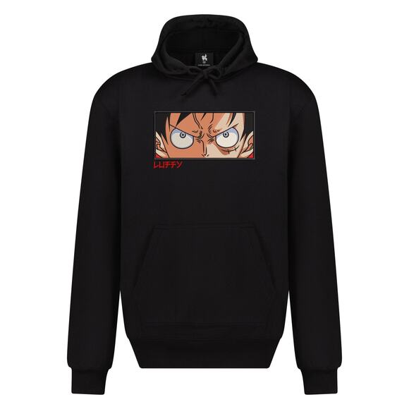 Monkey D Luffy One Piece Just Hoods AWDis Embriodered Anime Hoodie Black Sz Med - Picture 1 of 9